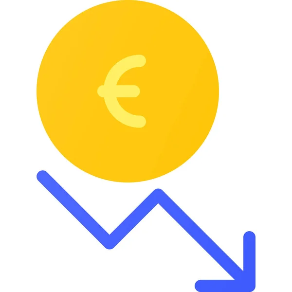 Disminución Capital Icono Del Euro Categoría Banca Finanzas — Archivo Imágenes Vectoriales