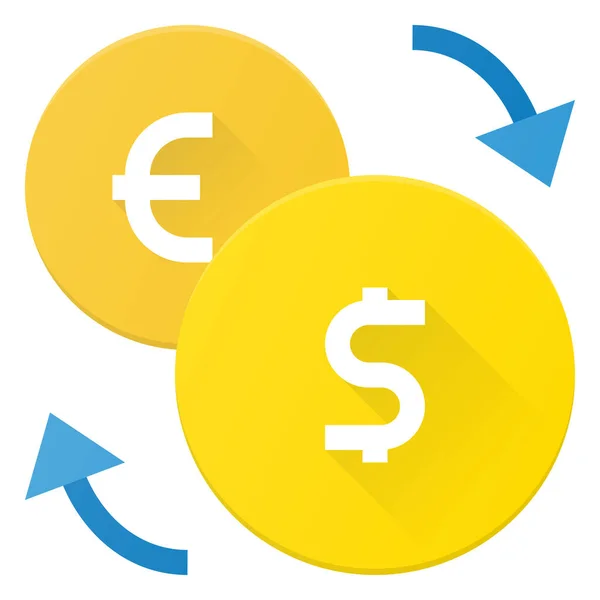 Dollar Devises Euro Icône Dans Style Plat — Image vectorielle