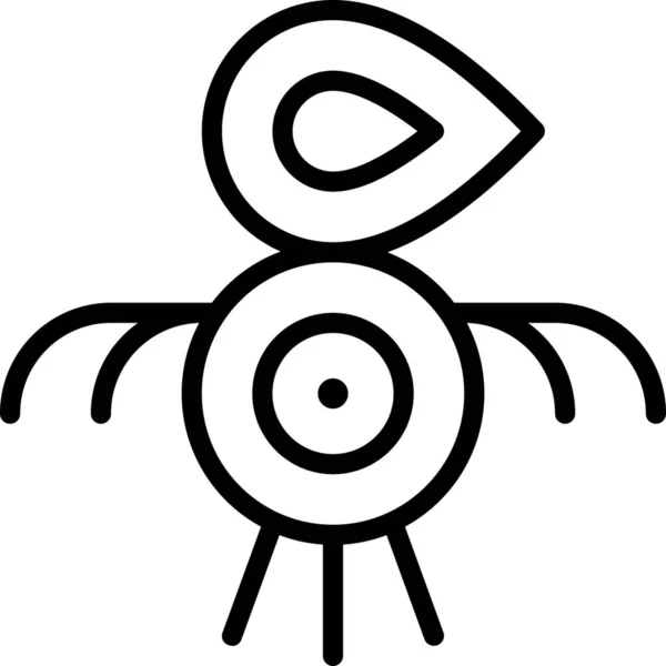 Fågel Omen Religiös Ikon Konturstil — Stock vektor