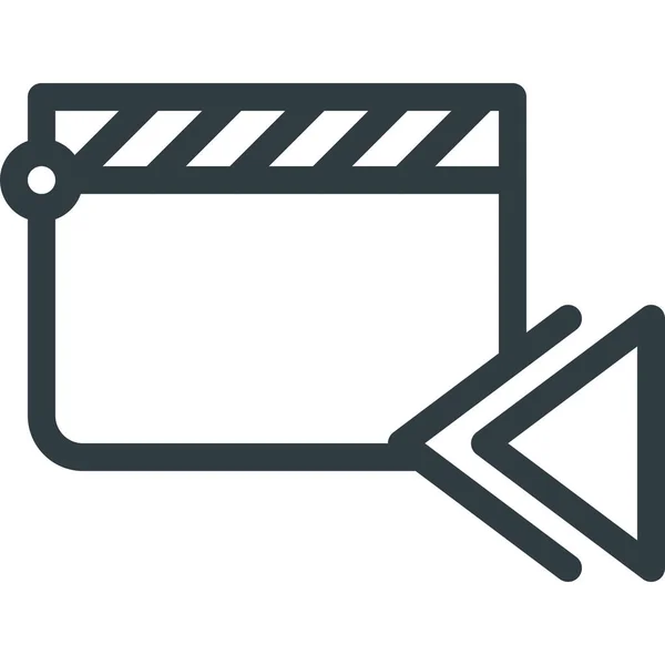 Backward Clapper Clip Icon Outline Style — Vector de stock