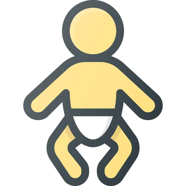 Baby Kind Kinderen Pictogram Gevulde Omtrek Stijl — Stockvector