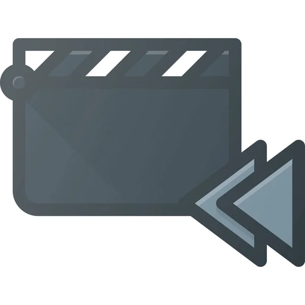 Atrás Clapper Clip Icono Estilo Contorno Lleno — Vector de stock