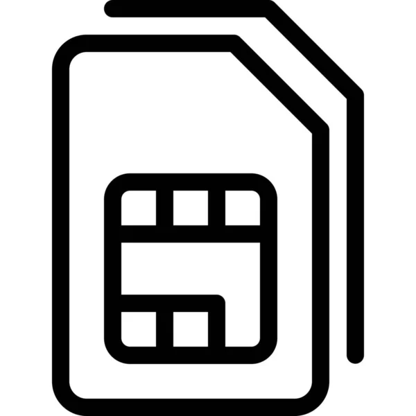 Karte Dual Mobile Symbol Outline Stil — Stockvektor