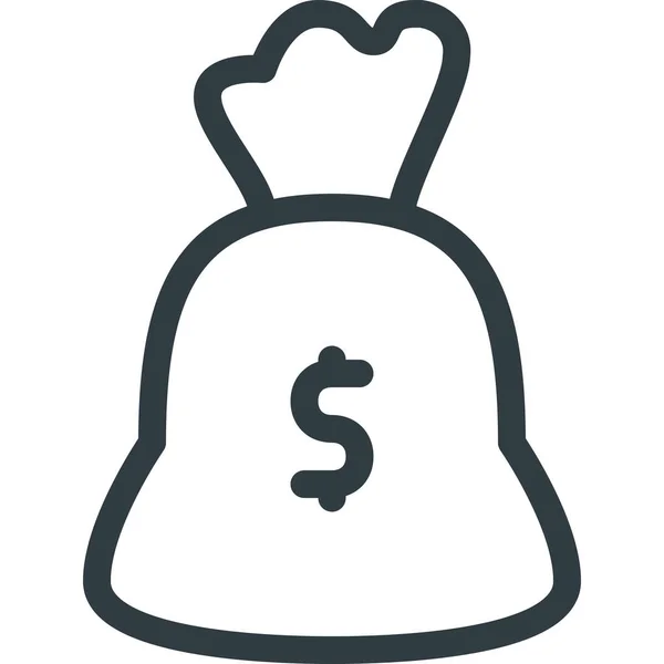 Bag Bank Cash Icon Outline Style — Stock Vector