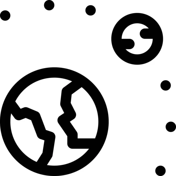 Země Měsíc Orbit Ikona Stylu Osnovy — Stockový vektor