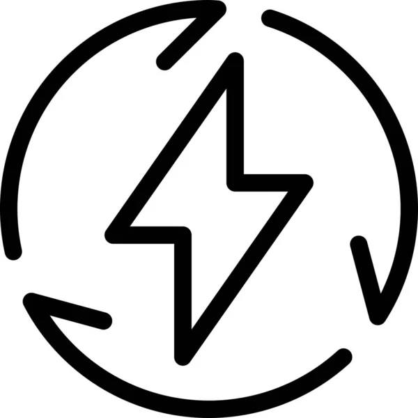 Icono Reciclaje Energía Eléctrica Estilo Esquema — Vector de stock