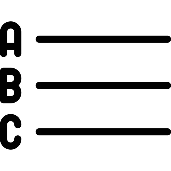 Icono Párrafo Lista Alfabética Categoría Diseños — Vector de stock