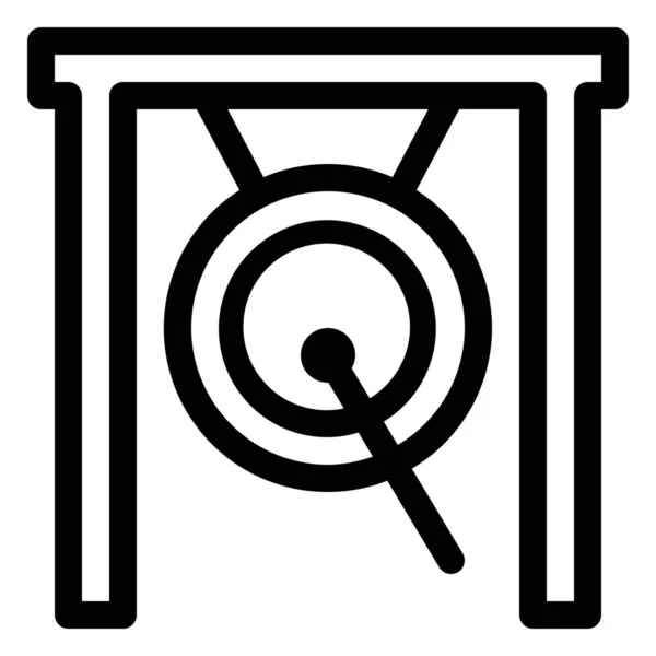 Значок Инструмента Гонга Стиле Абрис — стоковый вектор