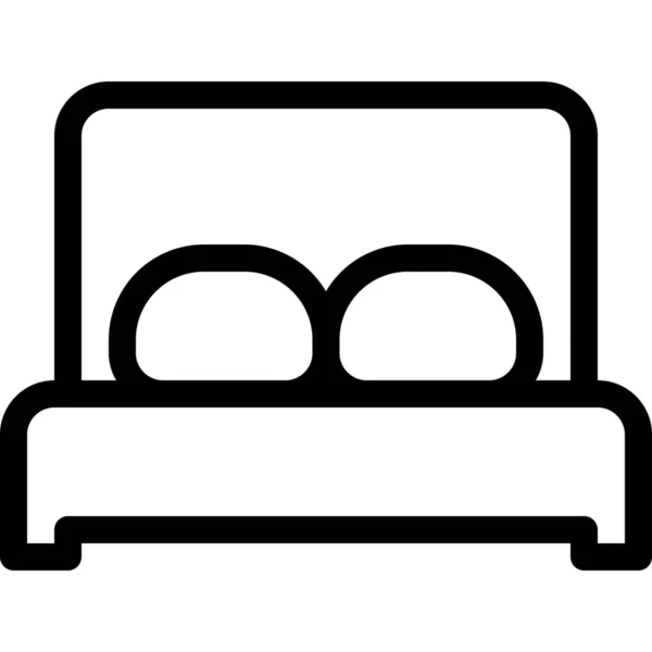 Κρεβάτι Διπλό Δωμάτιο Εικονίδιο Στον Τουρισμό Ξενοδοχεία Και Φιλοξενία Κατηγορία — Διανυσματικό Αρχείο
