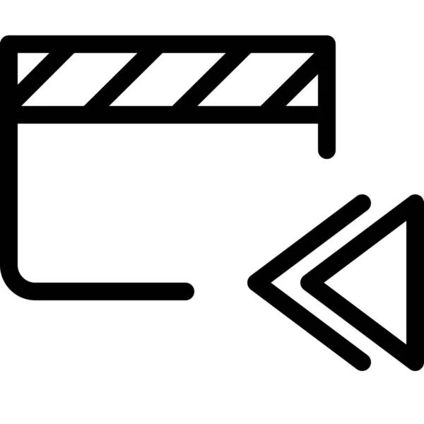 Icono Película Clip Hacia Atrás Estilo Esquema — Vector de stock