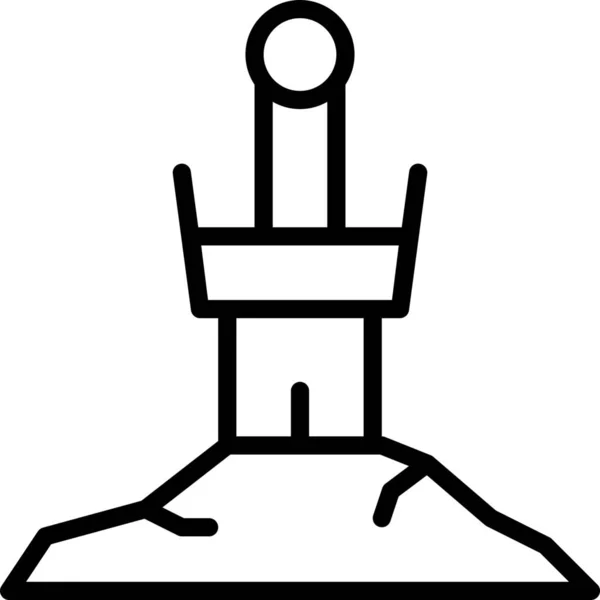 Ikona Króla Ostrza Excalibur Stylu Zarysu — Wektor stockowy