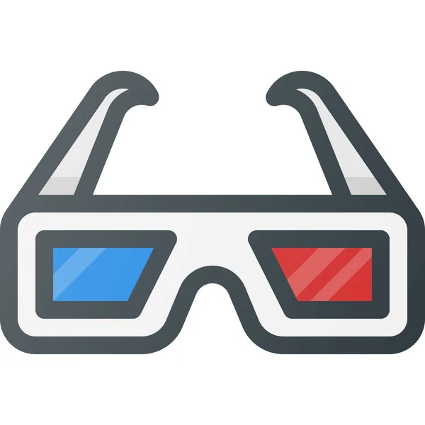 Cine Gafas Cine Icono Estilo Contorno Lleno — Vector de stock