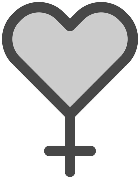 Atracción Corazón Femenino Icono Estilo Contorno Lleno — Vector de stock