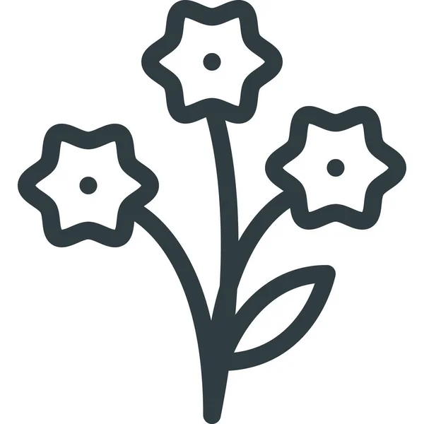 Borthday Viering Bloemen Pictogram Outline Stijl — Stockvector