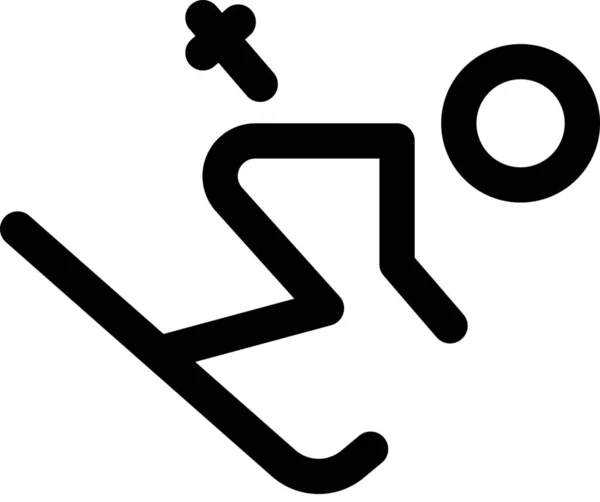Alpine Downhill Skiing Icon Football Soccer Category — Stock Vector