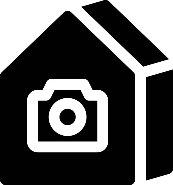 Camera Huis Pictogram Massieve Stijl — Stockvector