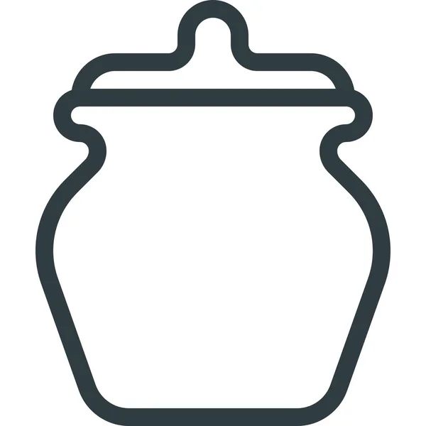 Eten Potje Pictogram Outline Stijl — Stockvector