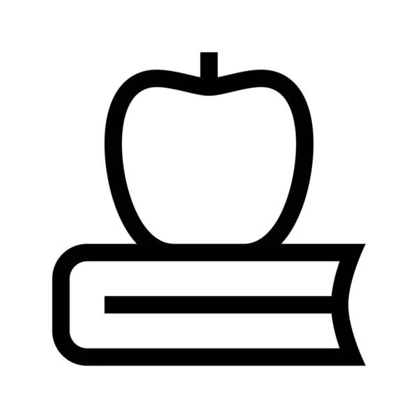 Apple Book Icône Éducation Dans Style Contour — Image vectorielle