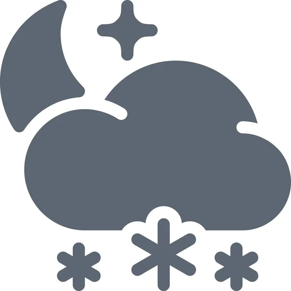 Night Snow Forecast Icon Solid Style — Stock Vector