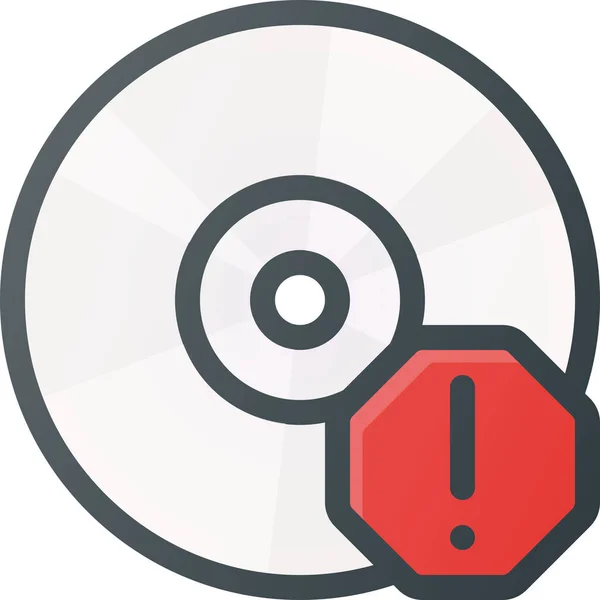 Warnung Compact Disk Icon Ausgefüllte Umrisse Stil — Stockvektor