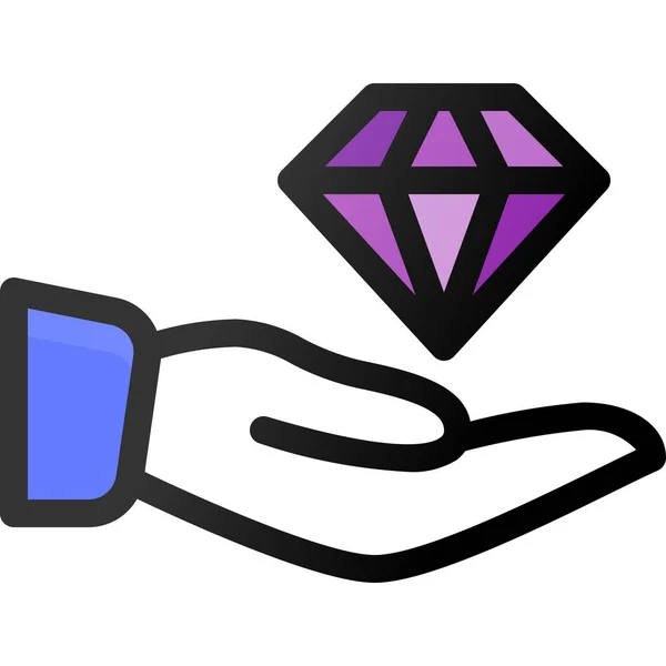Diamant Main Icône Investissement — Image vectorielle
