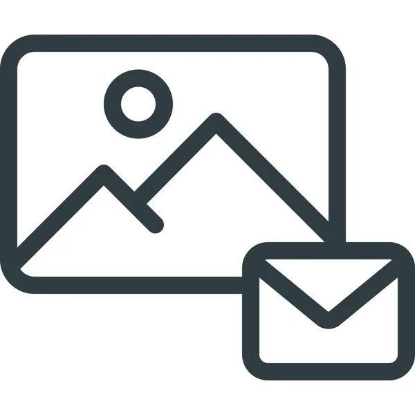 Bild Mail Icon Outline Stil Anhängen — Stockvektor