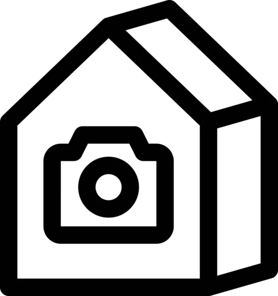 Camera Huis Icoon Outline Stijl — Stockvector