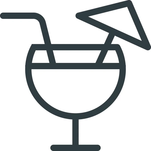 Ikona Alkoholického Koktejlového Nápoje Stylu Osnovy — Stockový vektor