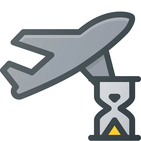 填充轮廓样式的延迟飞行飞机图标 — 图库矢量图片
