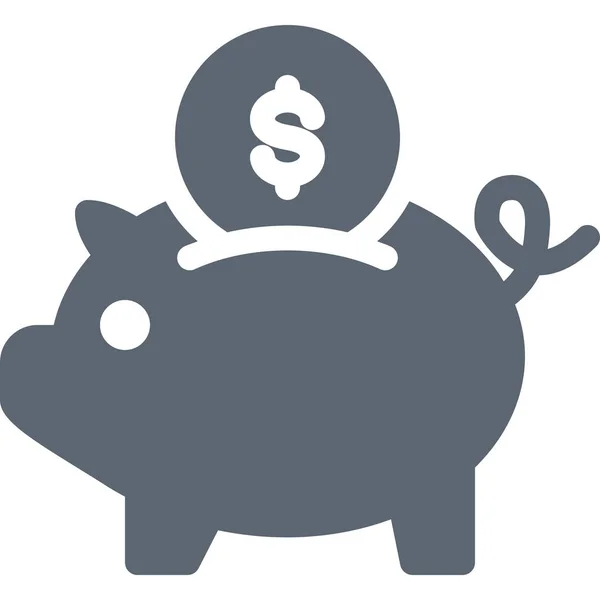 Bank Piggy Banking Icon Solid Style — Stock Vector