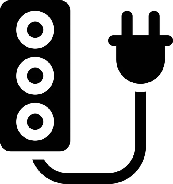 Icono Extensión Electricidad Cable Estilo Sólido — Vector de stock