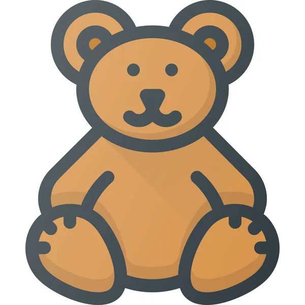 Bear Plush Teddy Icon Filled Outline Style — Image vectorielle