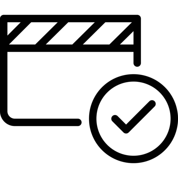 Comprobar Clip Icono Película Estilo Esquema — Vector de stock