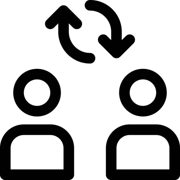 Paar Uitwisseling Vrienden Pictogram Outline Stijl — Stockvector