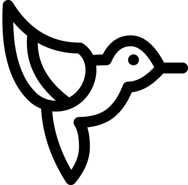 Vogel Colibri Fliegensymbol Outline Stil — Stockvektor