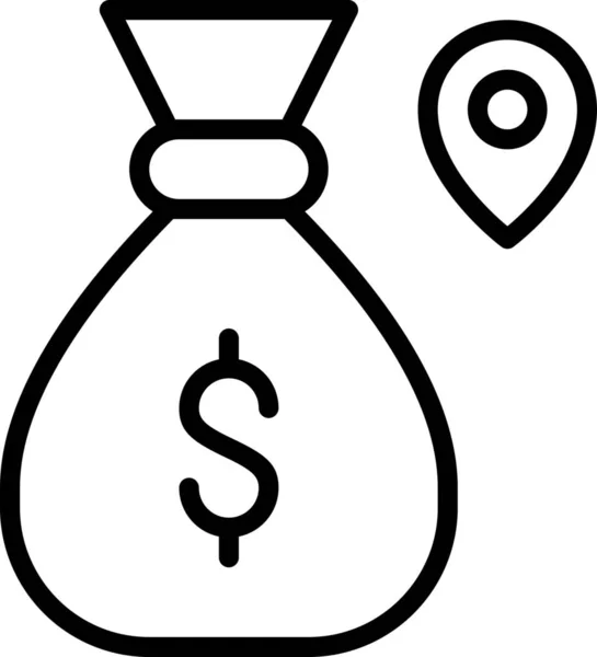 Tas Cash Locatie Pictogram Outline Stijl — Stockvector