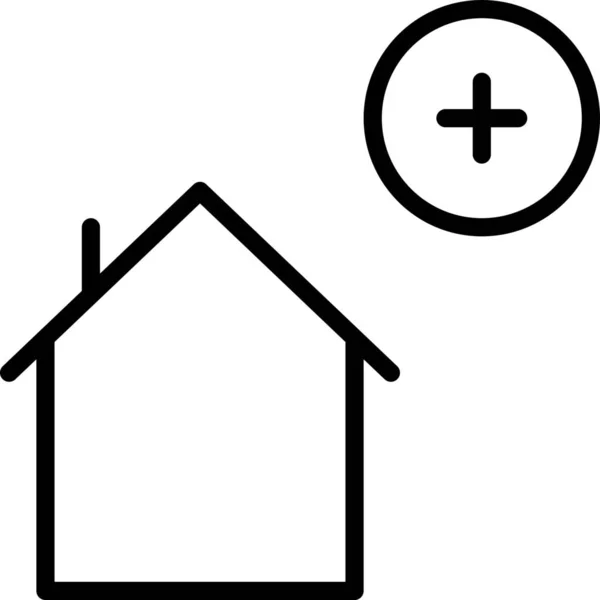 Add Building Home Icon Outline Style — Stock Vector