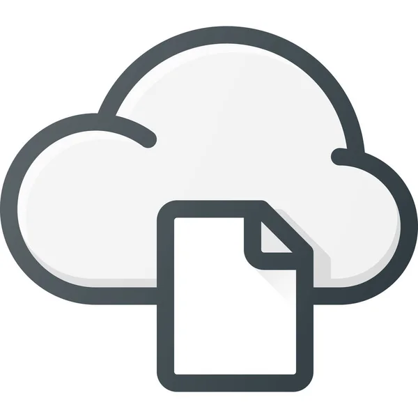 Ikona Dokumentu Cloud Computing Stylu Vyplněného Osnovy — Stockový vektor