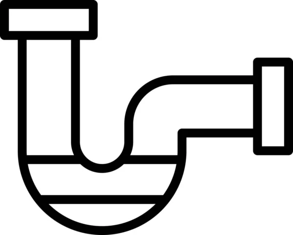 Clogged Drain Pipe Icon Outline Style — Stock Vector