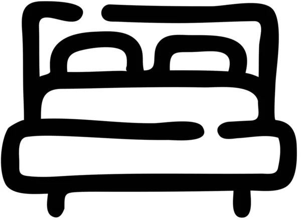 Икона Двуспальной Мебели Категории Отели Гостеприимство — стоковый вектор