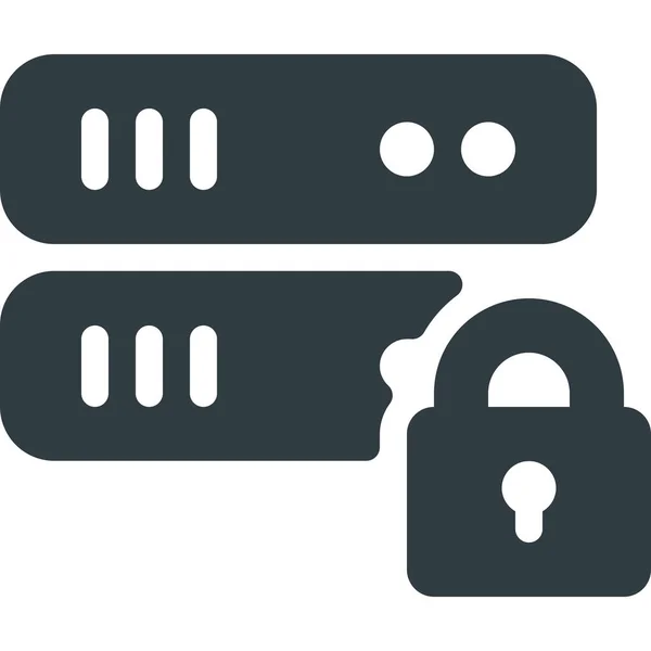 Data Database Lock Icon Solid Style — Image vectorielle