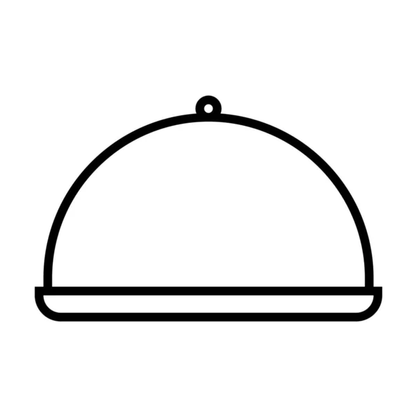 Cloche Dinner Teller Ikone Outline Stil — Stockvektor