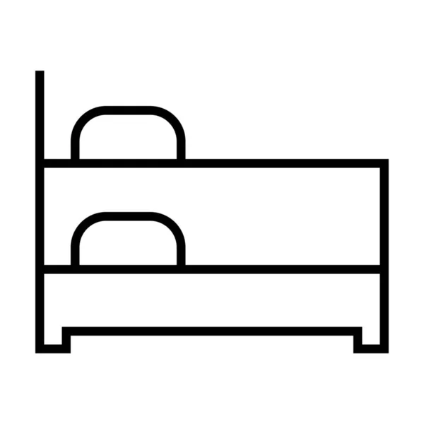 概要スタイルのベッド2段式ホテルのアイコン — ストックベクタ