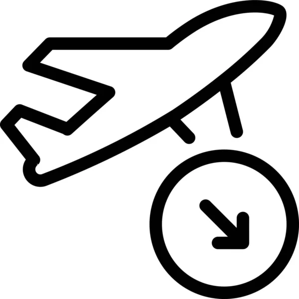 Icono Del Avión Aterrizaje Con Mosca Vehículos Modos Transporte Categoría — Archivo Imágenes Vectoriales