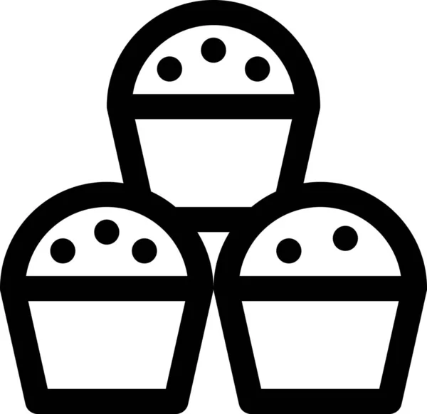 Sütött Konténer Cupcakes Ikon Körvonalazott Stílusban — Stock Vector