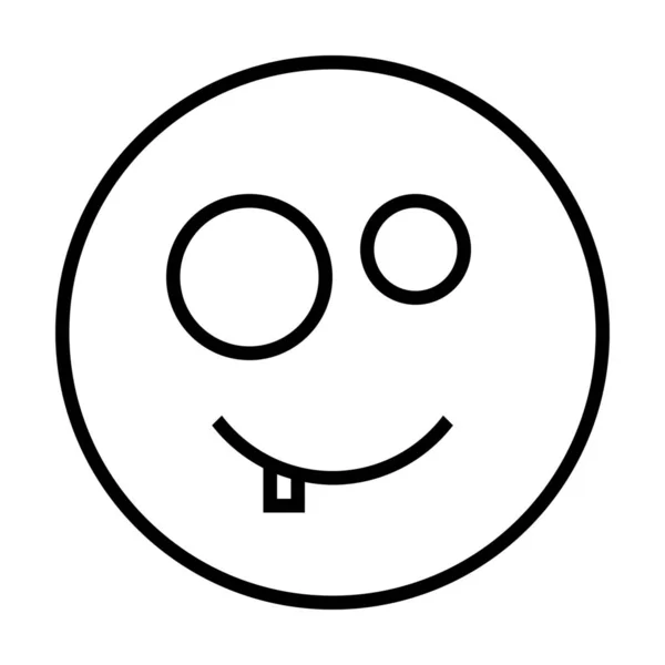 Verrücktes Emoji Emoticon Symbol Outline Stil — Stockvektor