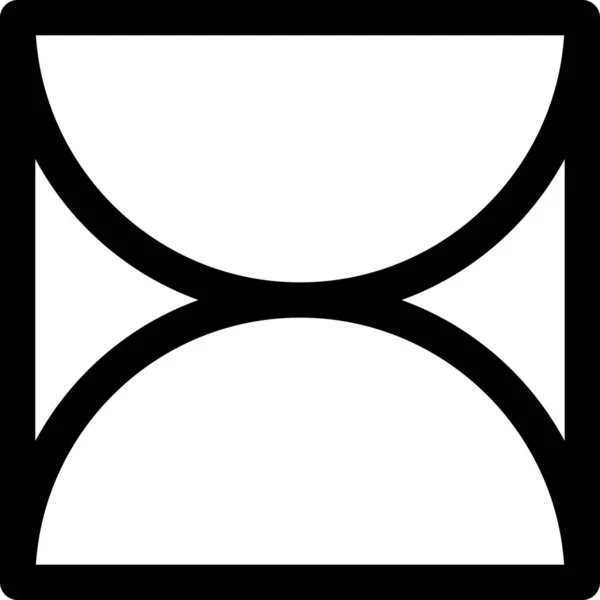 Box Umkreist Halb Icon Outline Stil — Stockvektor