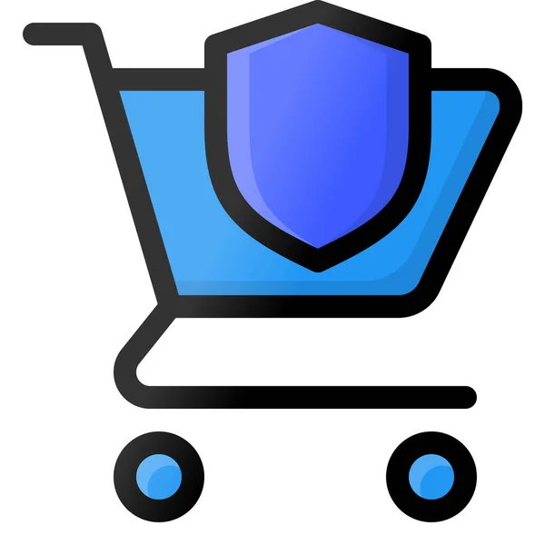 Cart Ecommerce Protect Icon — Stock Vector