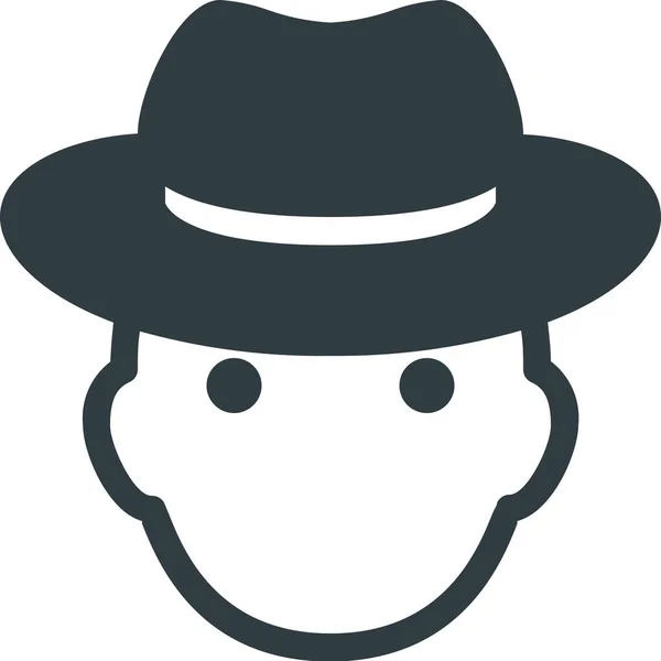 Icono Cabeza Sombrero Avatar Estilo Sólido — Vector de stock