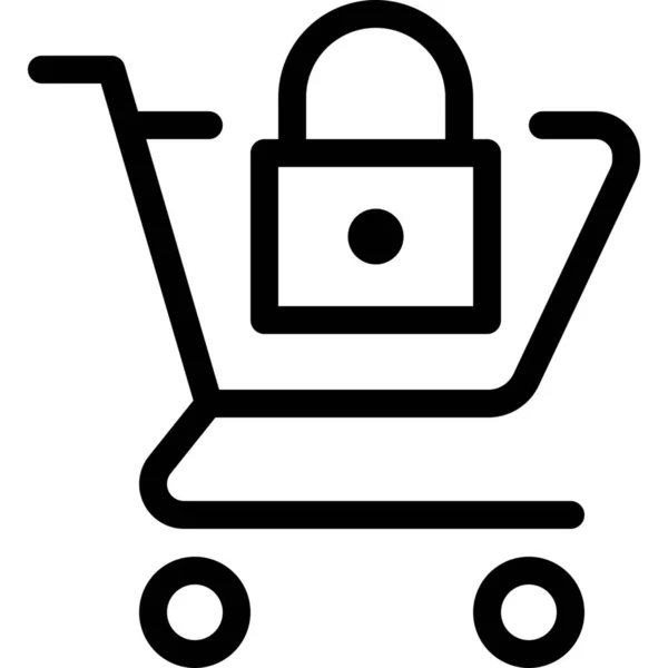 ショッピング 電子商取引カテゴリのカートEコマースロックアイコン — ストックベクタ